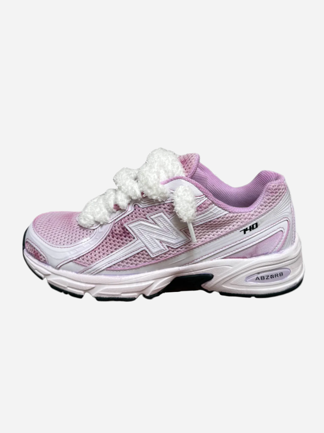 New balance 740 pink rose custom (lacets fluffy)