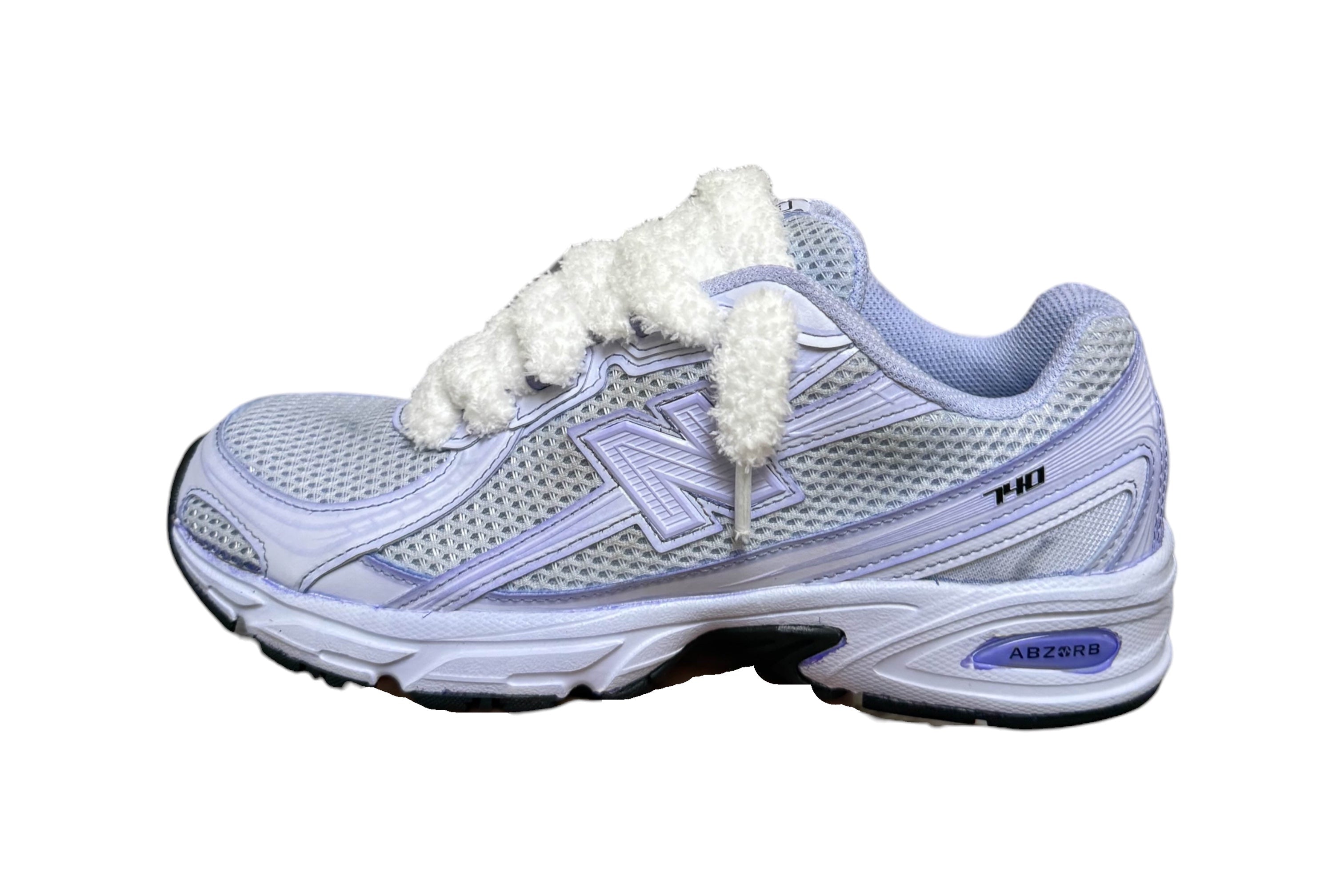 New balance 740 blue bleu custom (lacets fluffy)
