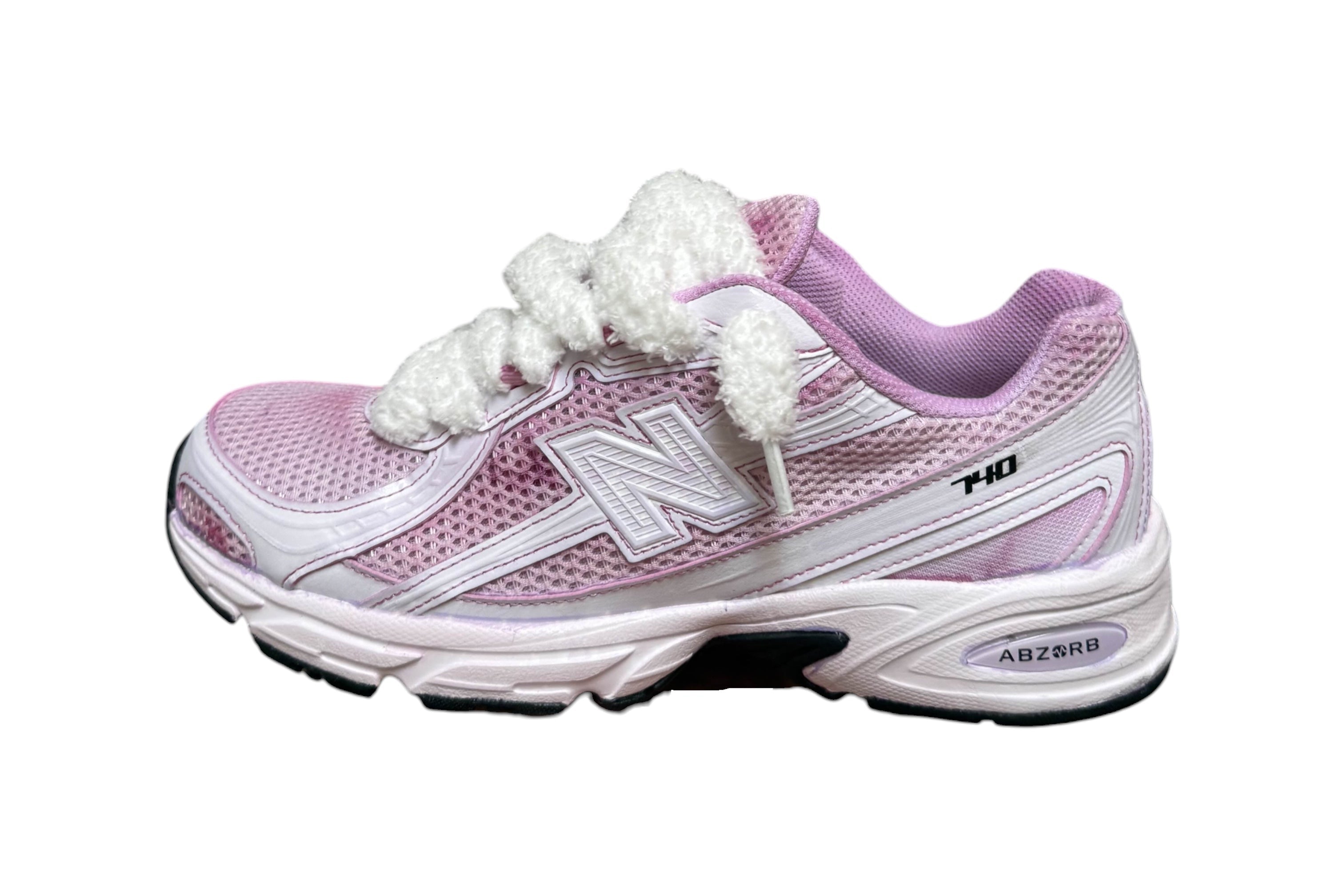 New balance 740 pink rose custom (lacets fluffy)