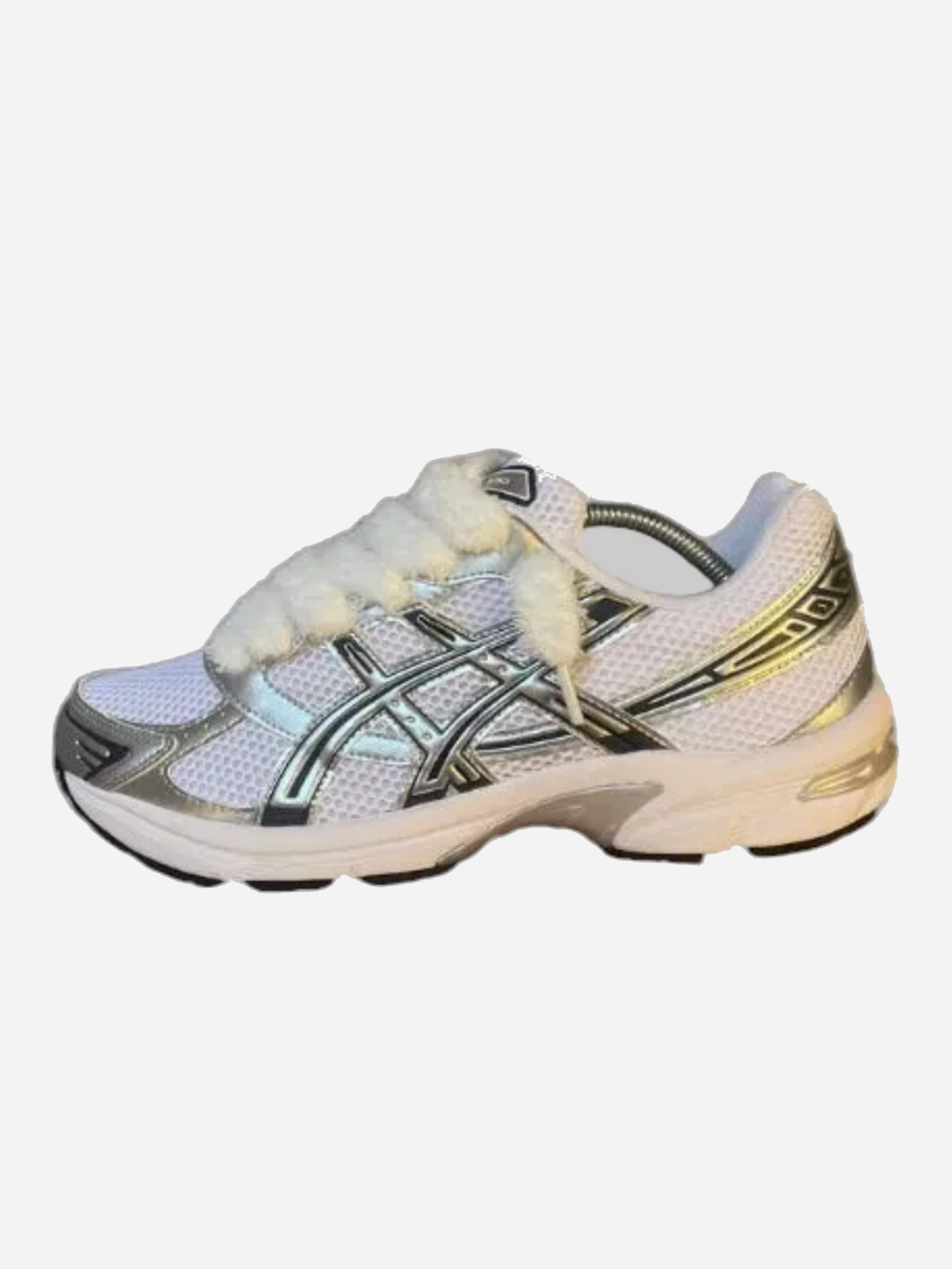ASICS gel-1130 silver (lacets fluffy)